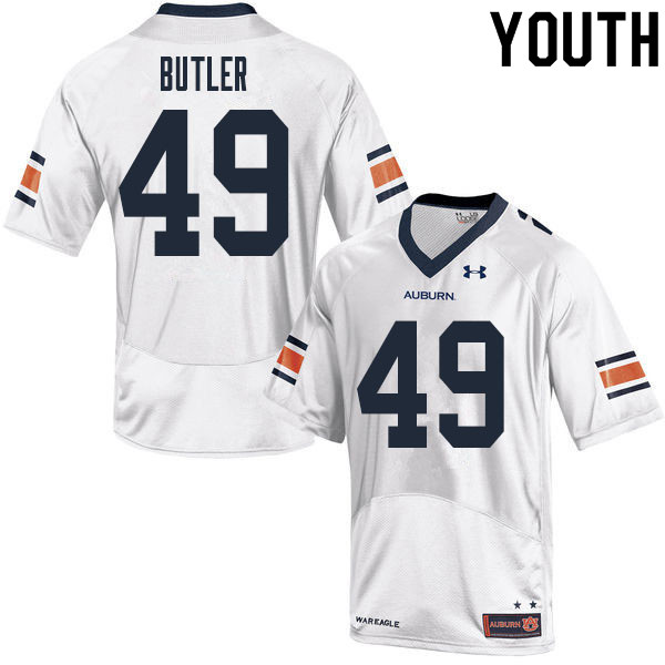 Auburn Tigers Youth Dre Butler #49 White Under Armour Stitched College 2020 NCAA Authentic Football Jersey LXP4274YN